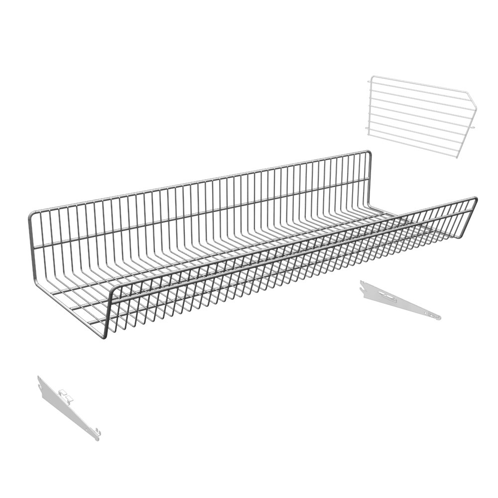 Exploded view image of Continuous Wire Basket, Divider, and Brackets