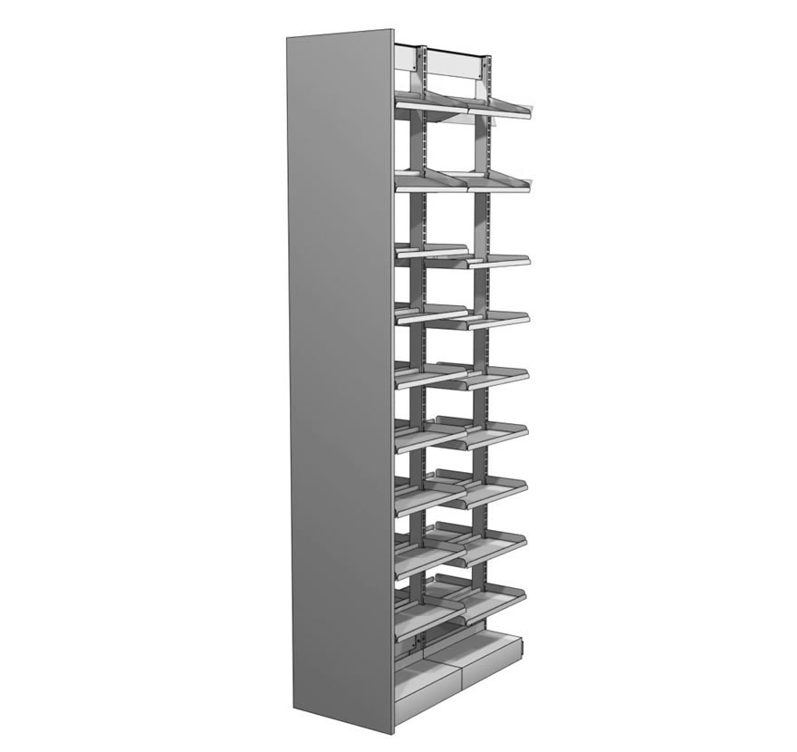 Pharmacy Shelving Flex Rx End Panel on Fixture Lozier